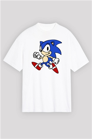 Sonic the Hedgehog Beyaz Unisex Oversize Tişört T-Shirt