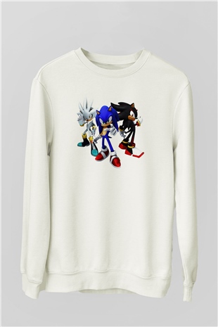 Sonic the Hedgehog Beyaz Unisex Sweatshirt