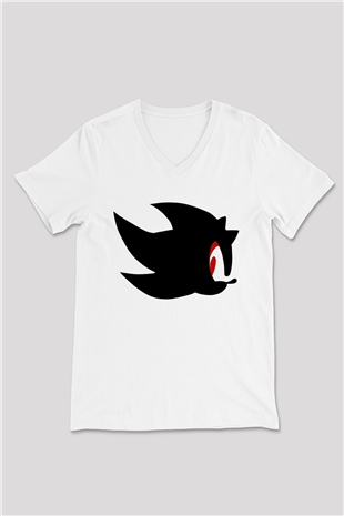 Sonic the Hedgehog Beyaz Unisex V Yaka Tişört T-Shirt
