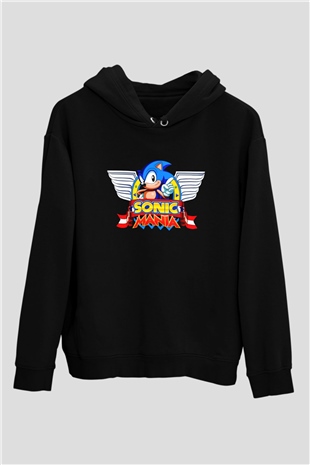 Sonic the Hedgehog Siyah Unisex Kapüşonlu Sweatshirt