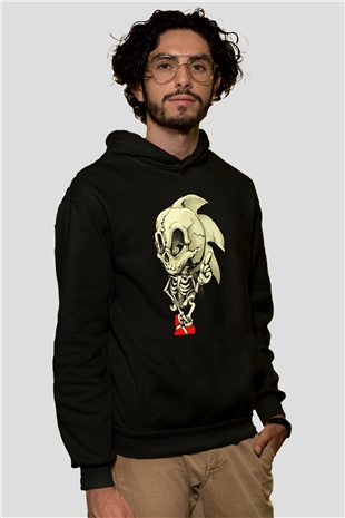 Sonic the Hedgehog Siyah Unisex Kapüşonlu Sweatshirt