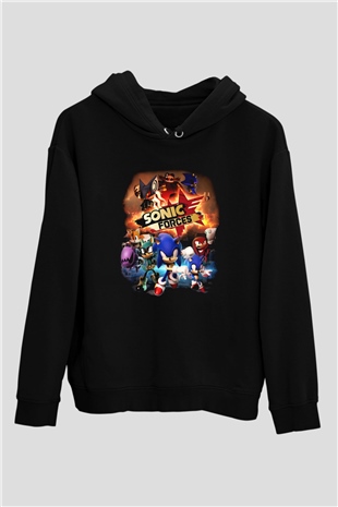 Sonic the Hedgehog Siyah Unisex Kapüşonlu Sweatshirt