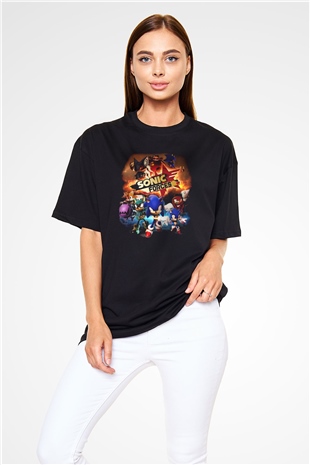 Sonic the Hedgehog Siyah Unisex Oversize Tişört