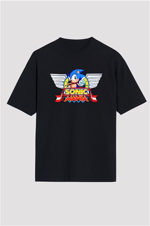 Sonic the Hedgehog Siyah Unisex Oversize Tişört