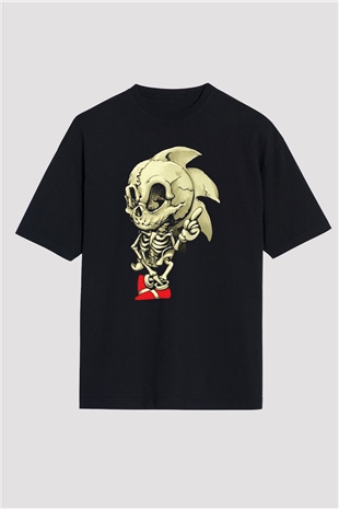 Sonic the Hedgehog Siyah Unisex Oversize Tişört