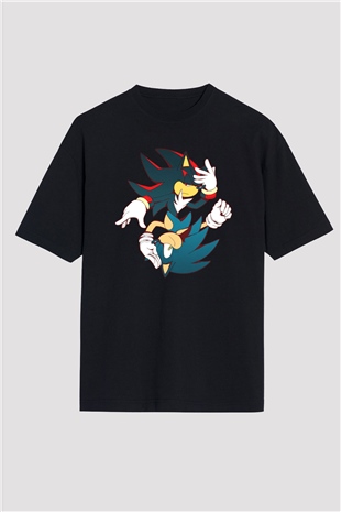 Sonic the Hedgehog Siyah Unisex Oversize Tişört