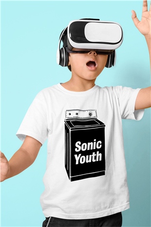 Sonic Youth Baskılı Beyaz Unisex Çocuk Tişört