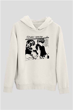 Sonic Youth Beyaz Unisex Kapşonlu Sweatshirt