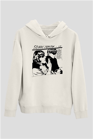 Sonic Youth Beyaz Unisex Kapşonlu Sweatshirt