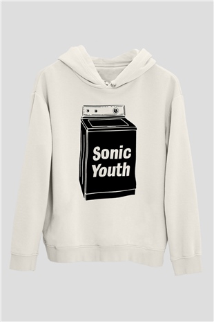 Sonic Youth Beyaz Unisex Kapşonlu Sweatshirt