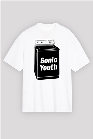 Sonic Youth Beyaz Unisex Oversize Tişört T-Shirt - Oversize Tişört Fabrikası