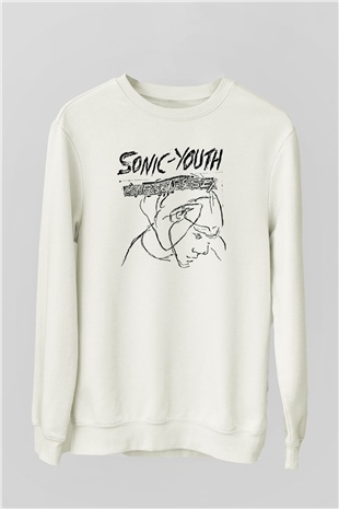 Sonic Youth Beyaz Unisex Sweatshirt