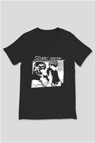 Sonic Youth Siyah Unisex V Yaka Tişört T-Shirt