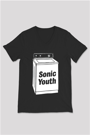 Sonic Youth Siyah Unisex V Yaka Tişört T-Shirt
