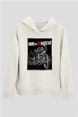 Sons of Anarchy Beyaz Unisex Kapşonlu Sweatshirt