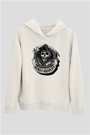 Sons of Anarchy Beyaz Unisex Kapşonlu Sweatshirt
