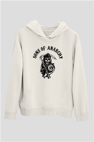 Sons of Anarchy Beyaz Unisex Kapşonlu Sweatshirt