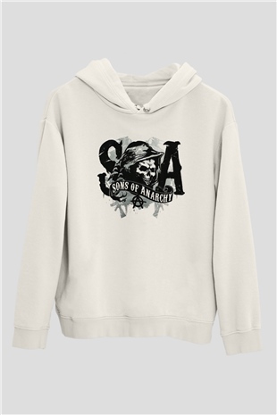 Sons of Anarchy Beyaz Unisex Kapşonlu Sweatshirt