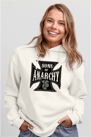 Sons of Anarchy Beyaz Unisex Kapşonlu Sweatshirt