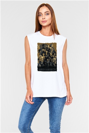 Sons of Anarchy Beyaz Unisex Kolsuz Tişört