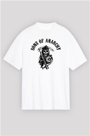 Sons of Anarchy Beyaz Unisex Oversize Tişört T-Shirt