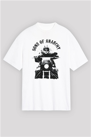Sons of Anarchy Beyaz Unisex Oversize Tişört T-Shirt