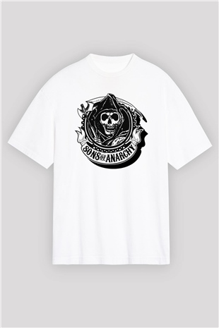 Sons of Anarchy Beyaz Unisex Oversize Tişört T-Shirt