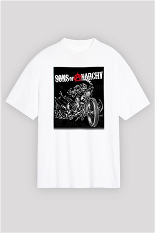 Sons of Anarchy Beyaz Unisex Oversize Tişört T-Shirt