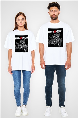 Sons of Anarchy Beyaz Unisex Oversize Tişört T-Shirt