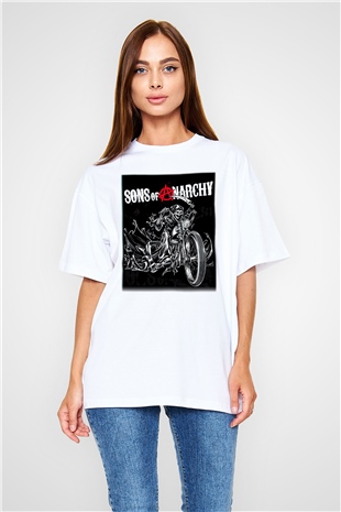 Sons of Anarchy Beyaz Unisex Oversize Tişört T-Shirt
