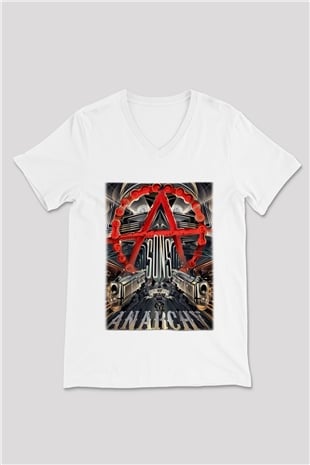 Sons of Anarchy Beyaz Unisex V Yaka Tişört T-Shirt