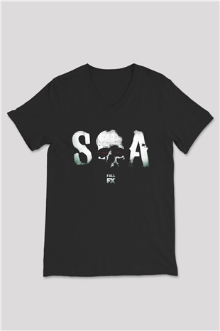 Sons of Anarchy Siyah Unisex V Yaka Tişört T-Shirt