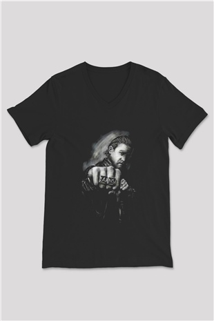 Sons of Anarchy Siyah Unisex V Yaka Tişört T-Shirt