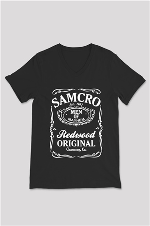 Sons of Anarchy Siyah Unisex V Yaka Tişört T-Shirt