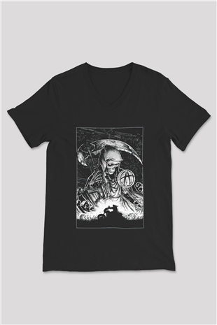 Sons of Anarchy Siyah Unisex V Yaka Tişört T-Shirt