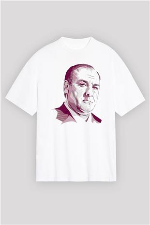 Sopranos Baskılı Beyaz Unisex Oversize Tişört - Tshirt