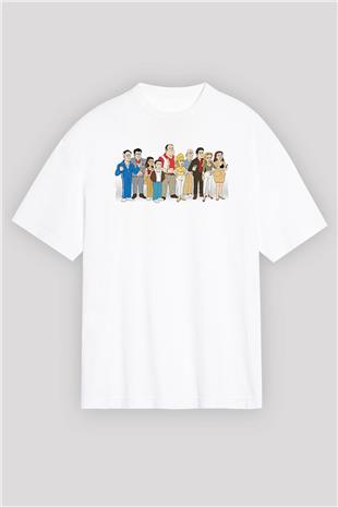 Sopranos Baskılı Beyaz Unisex Oversize Tişört - Tshirt