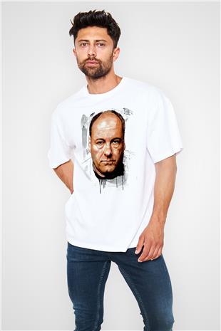 Sopranos Baskılı Beyaz Unisex Oversize Tişört - Tshirt