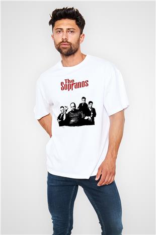 Sopranos Baskılı Beyaz Unisex Oversize Tişört - Tshirt