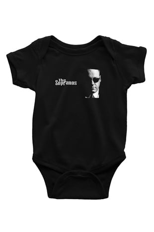 Sopranos Baskılı Unisex Siyah Bebek Body - Zıbın