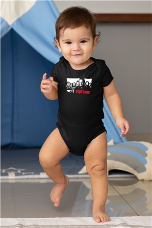 Sopranos Baskılı Unisex Siyah Bebek Body - Zıbın