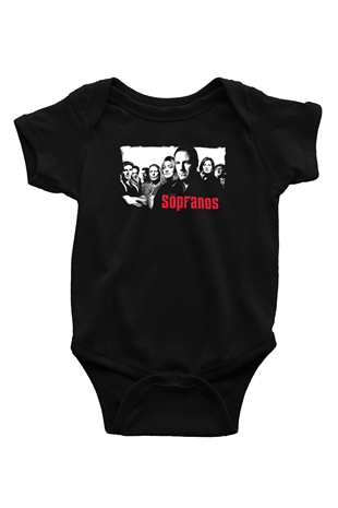 Sopranos Baskılı Unisex Siyah Bebek Body - Zıbın