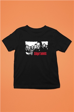 Sopranos Baskılı Unisex Siyah Çocuk Tişört - Tshirt