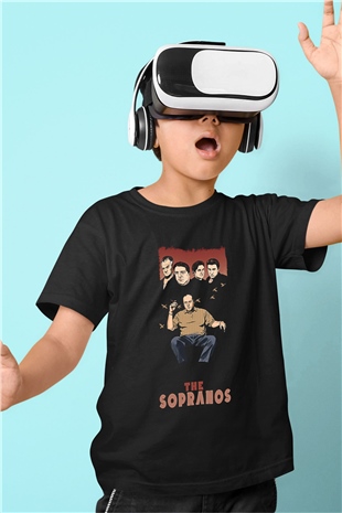 Sopranos Baskılı Unisex Siyah Çocuk Tişört - Tshirt