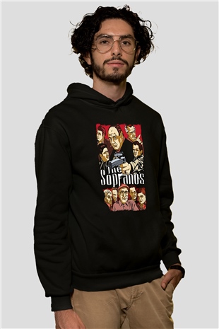 Sopranos Baskılı Unisex Siyah Hoodie