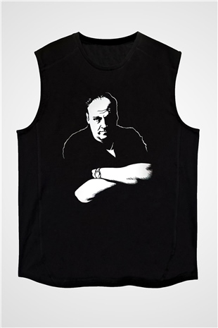 Sopranos Baskılı Unisex Siyah Kolsuz Tişört - Tshirt
