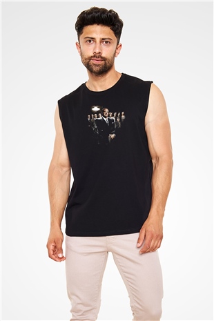 Sopranos Baskılı Unisex Siyah Kolsuz Tişört - Tshirt