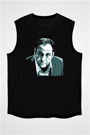 Sopranos Baskılı Unisex Siyah Kolsuz Tişört - Tshirt