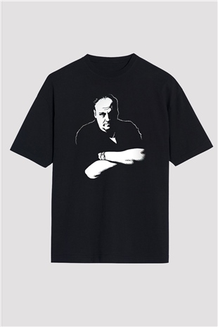 Sopranos Baskılı Unisex Siyah Oversize Tişört - Tshirt