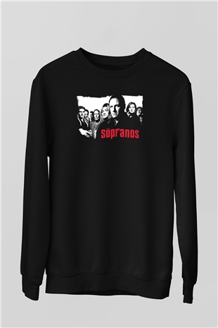Sopranos Baskılı Unisex Siyah Sweatshirt